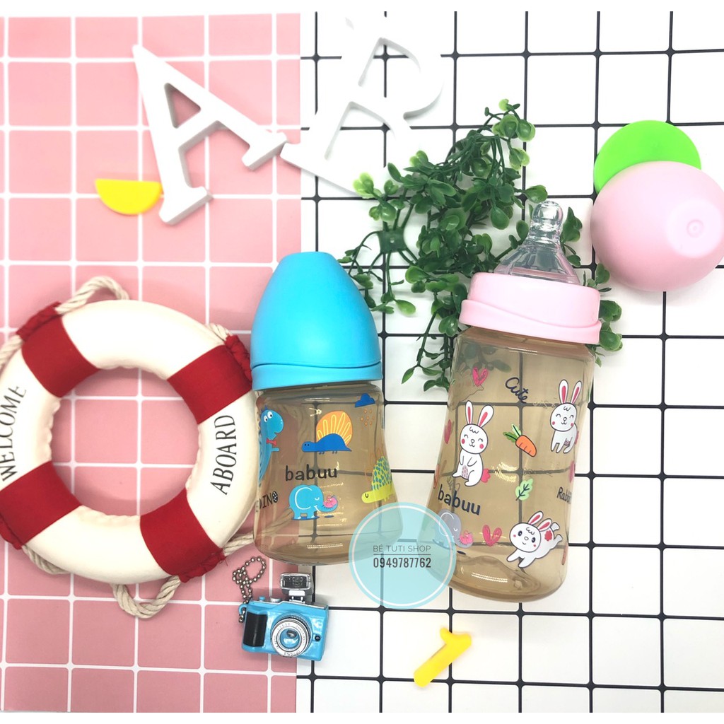 Bình sữa nắp sóng Babu Baby nhựa PPSU không chứa BPA  90ml,150ml,240ml Nhật Bản BB179 5.0 1