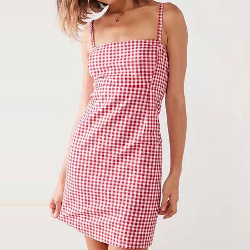 Xiangbao Đầm Bút Chì Mini Ôm Hông Cổ Vuông Dây Spaghetti Gợi Cảm Cho Nữ