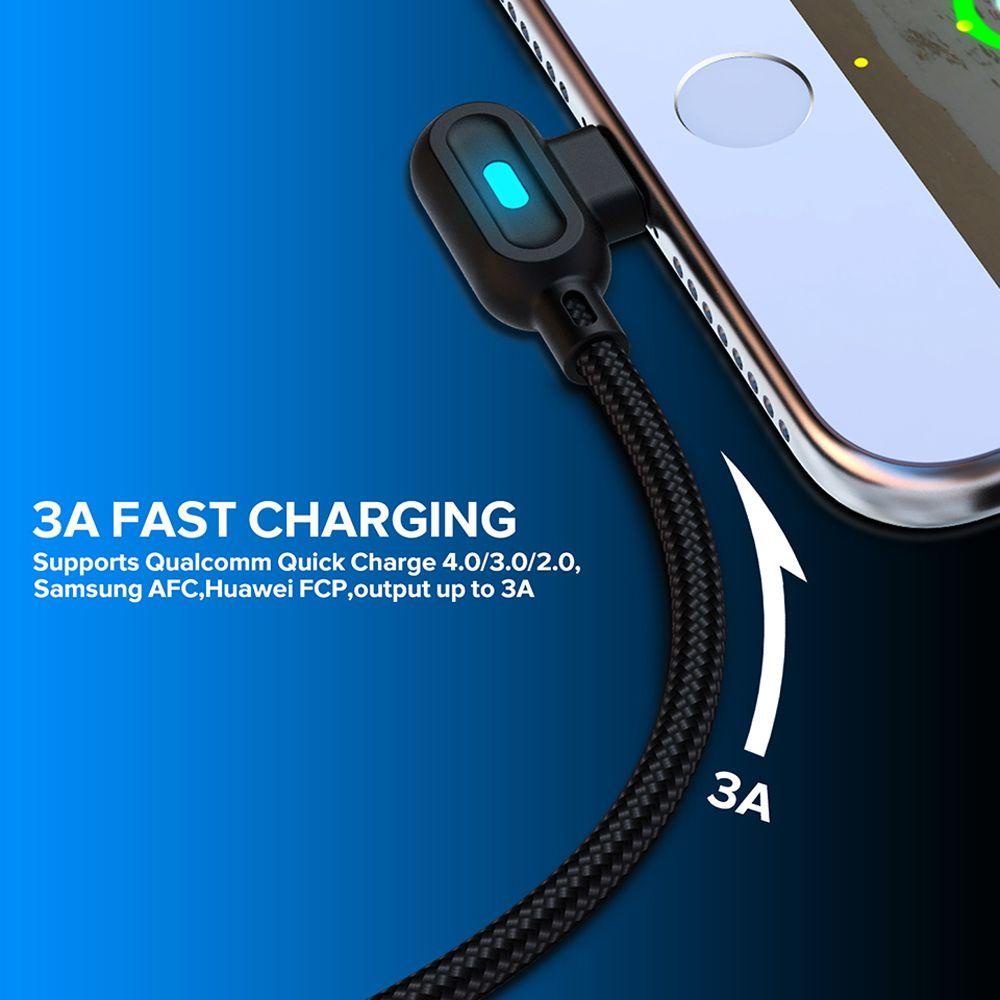 AUGUSTINA Cáp Sạc Micro USB Type C Góc 90 Độ Dài 2 / 1 / 2 / 1M