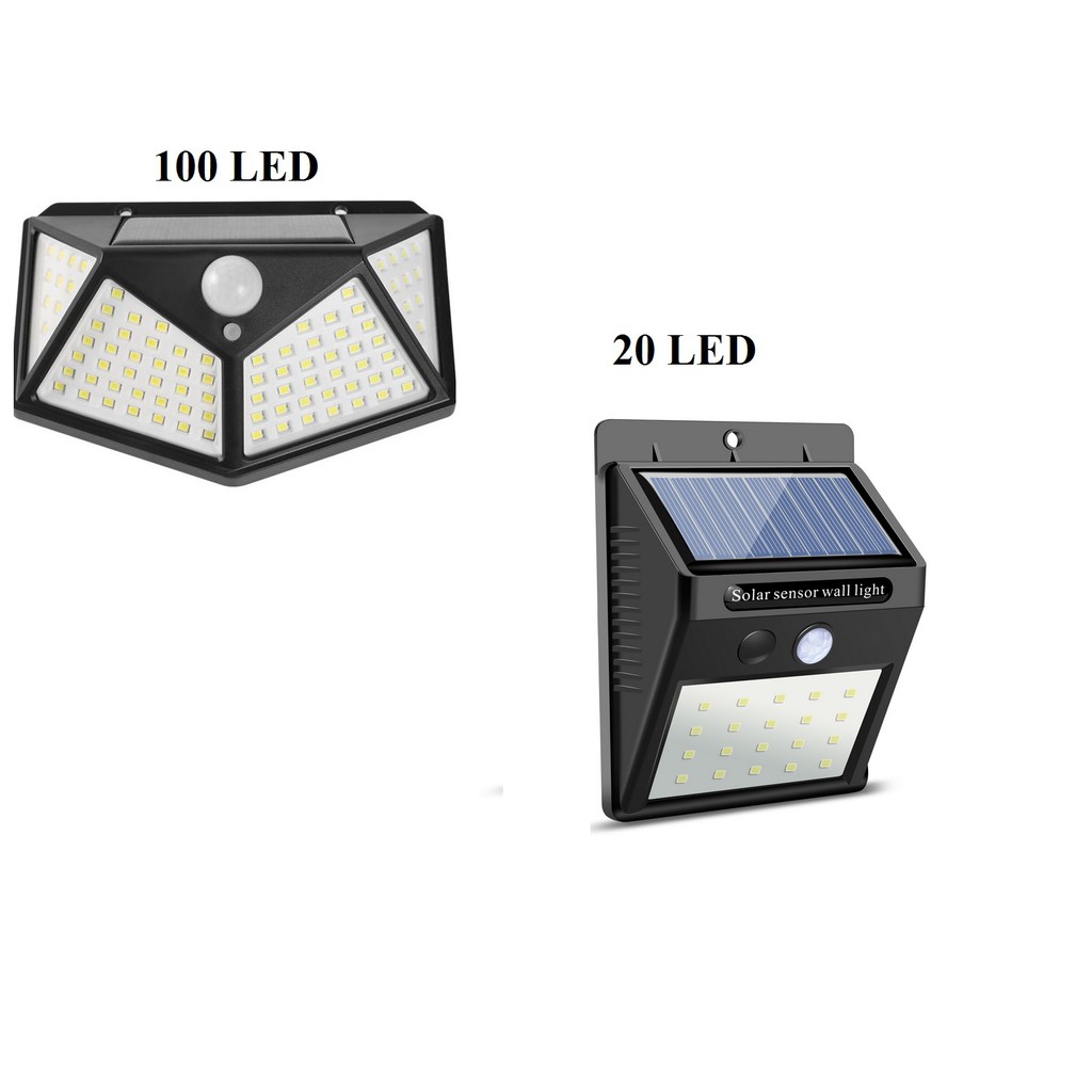 Đèn cảm ứng hồng ngoại năng lượng mặt trời Solar Sensor Wall light 100/20 bóng LED siêu sáng