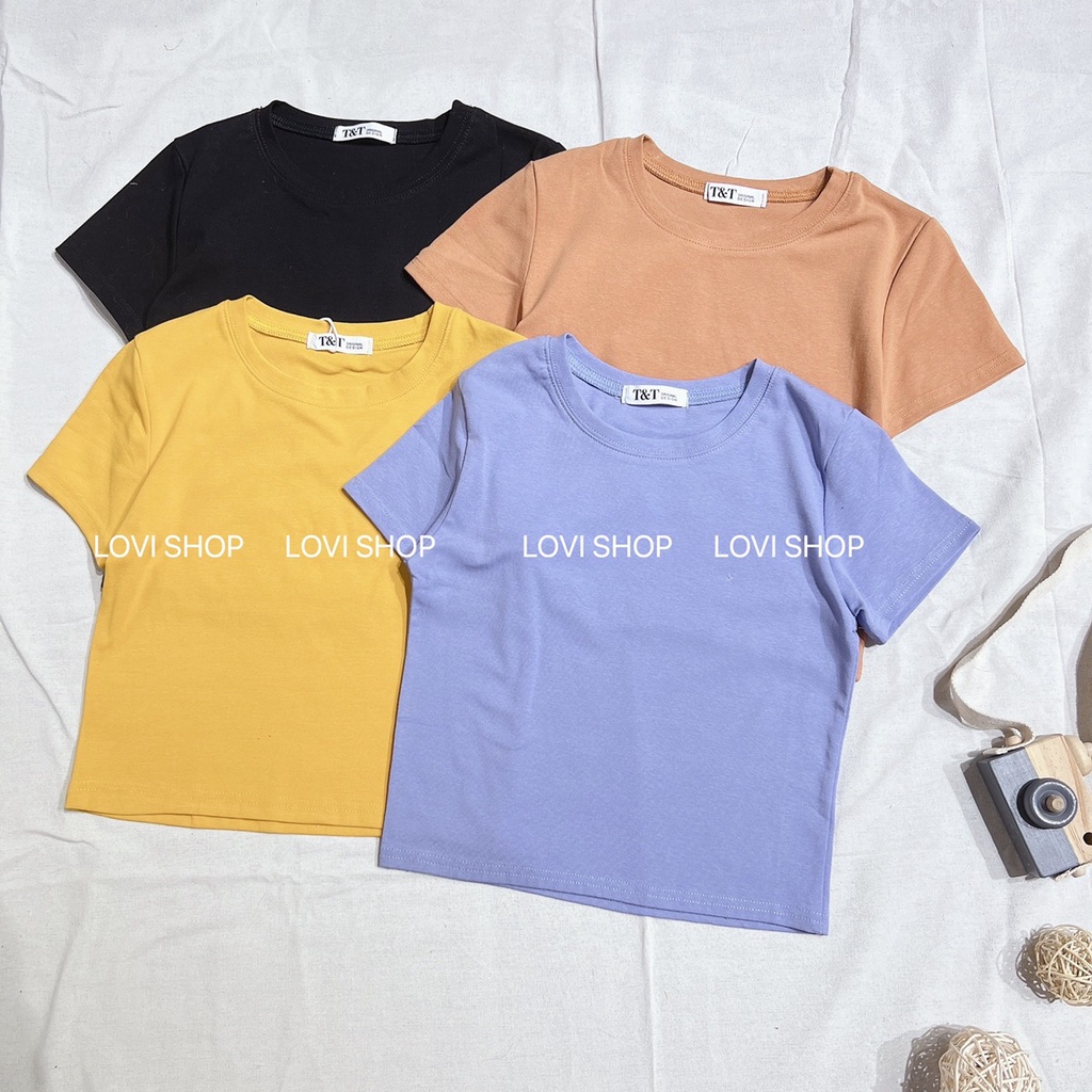 LOVI SHOP- Áo thun croptop trơn basic nhiều màu