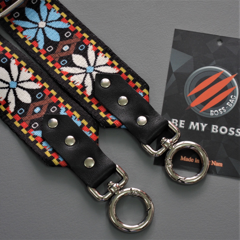 Dây đeo chéo Poly cho túi xách, máy ảnh thổ cẩm Hoa Lá 3