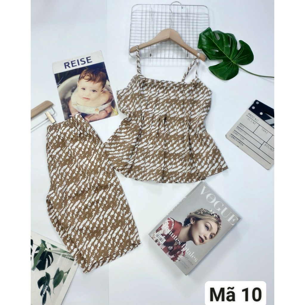 Bộ ngủ lửng nữ, đồ bộ mặc nhà nữ chất lụa mango 2 dây loại đẹp mềm mịm mặc siêu mát