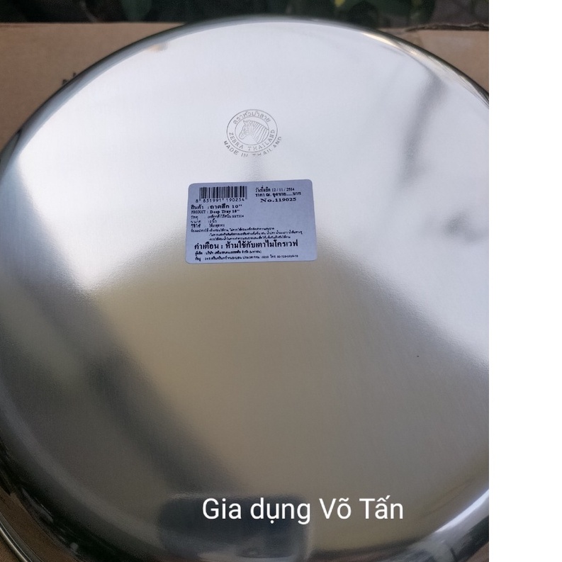 Dĩa khay Zebra Thái Lan đựng đồ ăn sâu lòng Inox 304 cao cấp 10" -119025