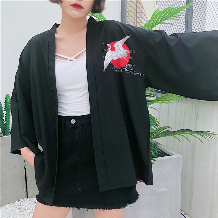 Haori Nhật Bản, áo khoác hạc gió đỏ NB02