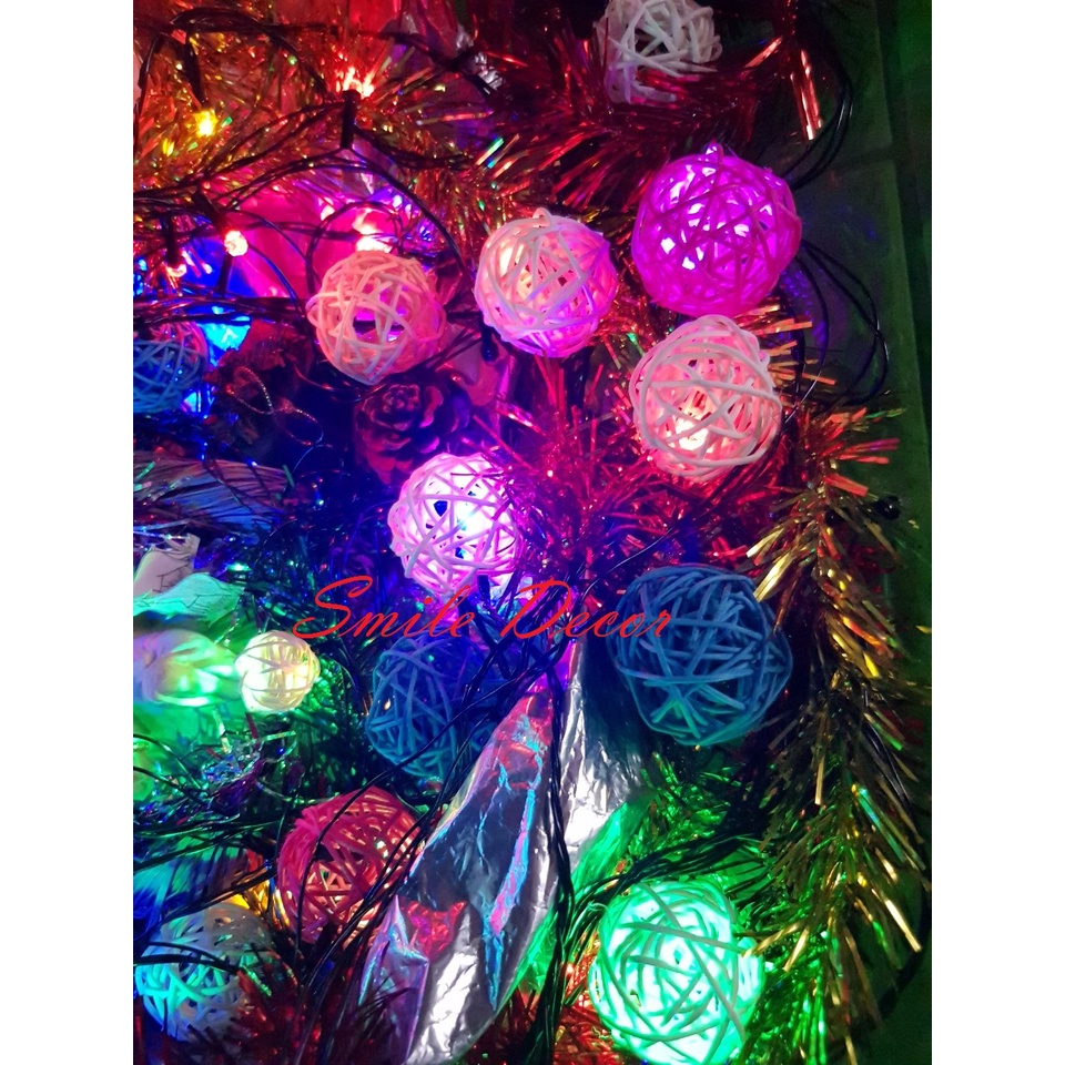 Quả cầu mây 5cm Smile Decor dùng trang trí cây thông Noel , Giáng sinh , sân vườn , làm phụ kiện chụp ảnh (nhiều màu