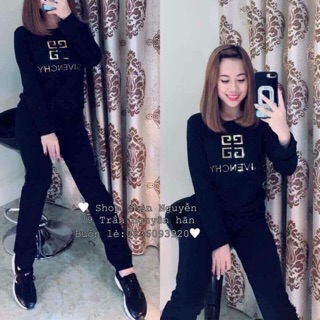 Đồ bộ thu đông nữ da cá in khung gv