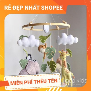 [ĐẸP NHẤT SHOPEE + FREE THÊU TÊN] Đồ chơi treo nôi cũi handmade Coco Kids ảnh thật 100%, tự xoay phát nhạc RỪNG XANH 2