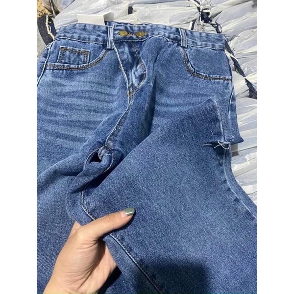 Quần BAGGY bò 2 cúc rách nhẹ🌸DAQUY20🌸👉kéo sang phải xem ảnh thật