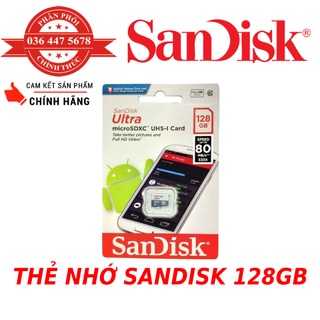 Thẻ Nhớ MicroSDHC SanDisk Ultra 128GB - Uptp 80MB/s Sản Phẩm Chính Hãng - Bảo Hành 7 năm