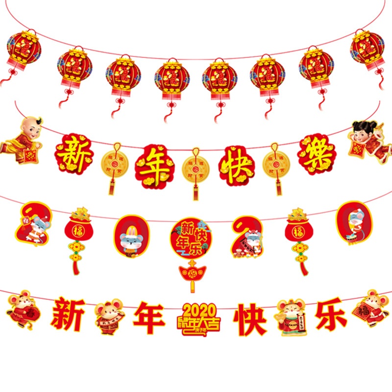 Dây Cờ Treo Trang Trí Năm Mới Phong Cách Trung Hoa