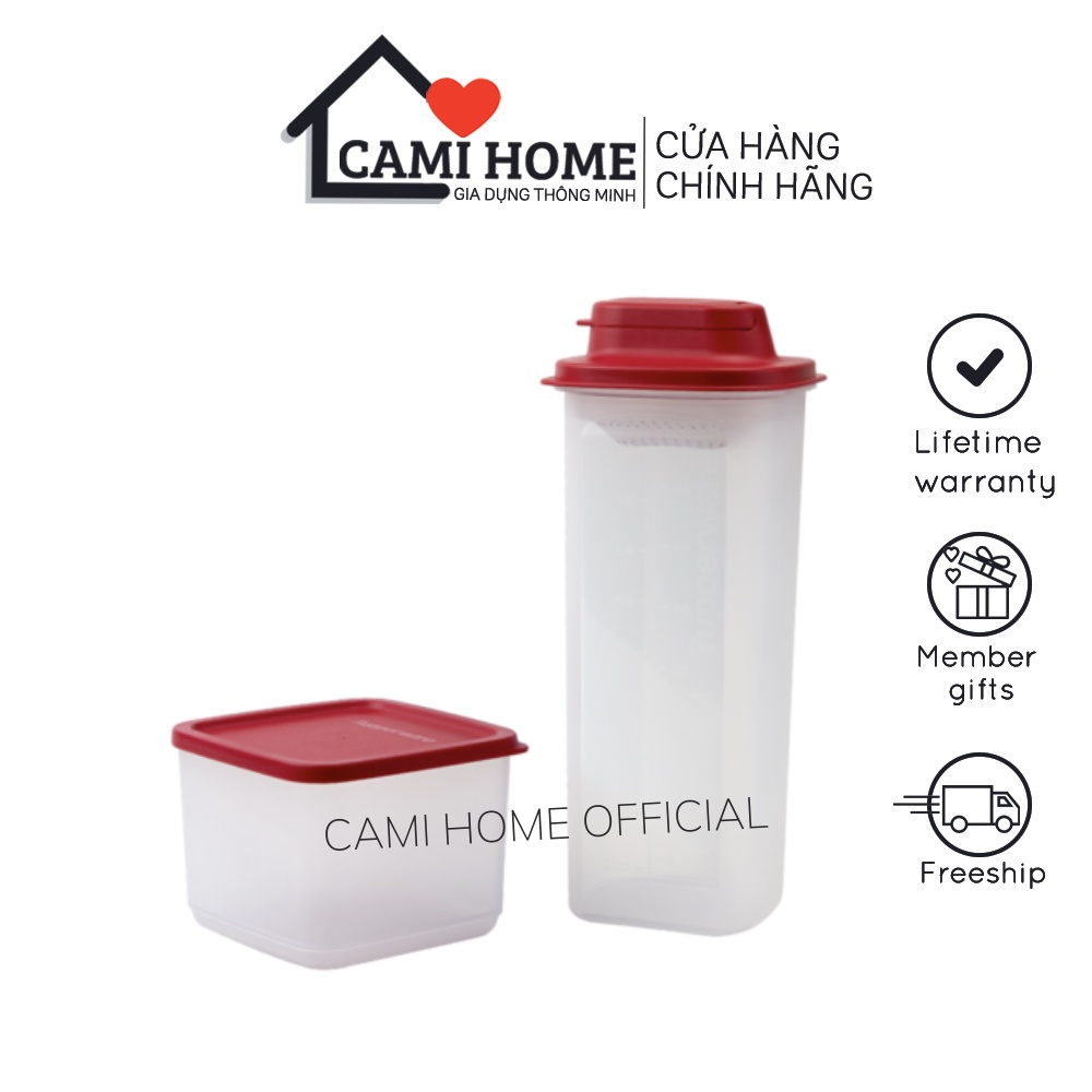 Bộ bình nước Tupperware Memberkit Tasty Set Gen II dung tích 2L có thang đo nắp mở nhựa nguyên sinh an toàn