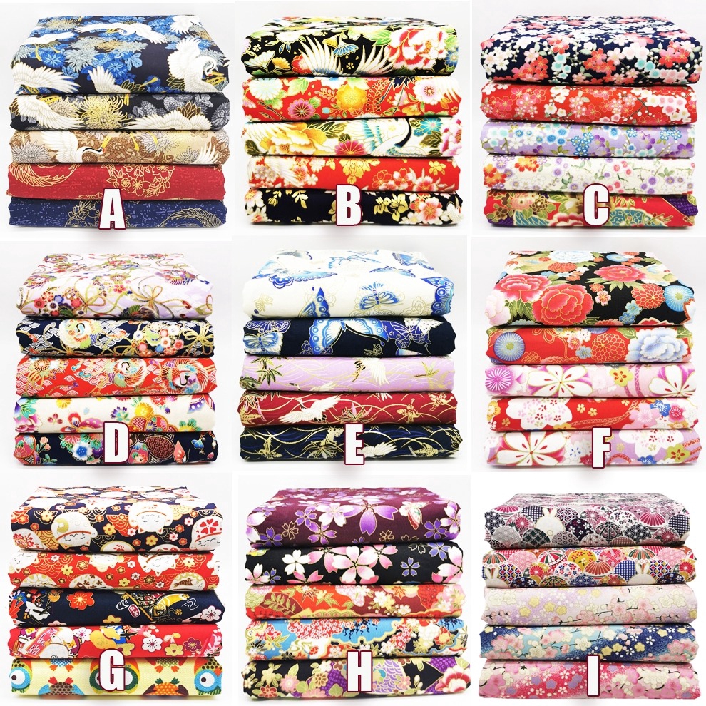 Bộ 5 miếng vải 100% cotton màu đồng may vá thủ công