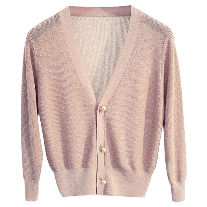MS275 Áo cardigan nữ dệt kim nhũ cúc ngọc