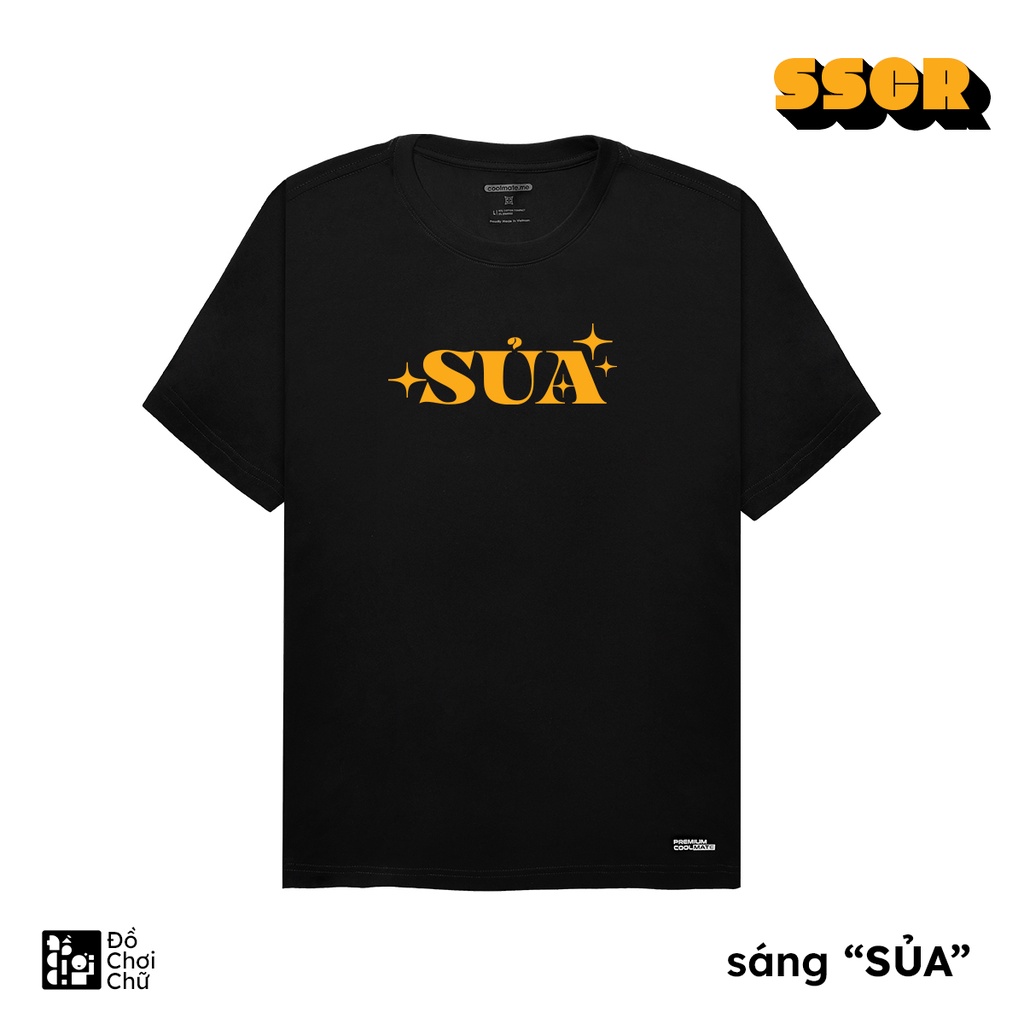 Áo phông thun màu đen Sáng "Sủa" in 4 chiều, sản xuất bởi Coolmate