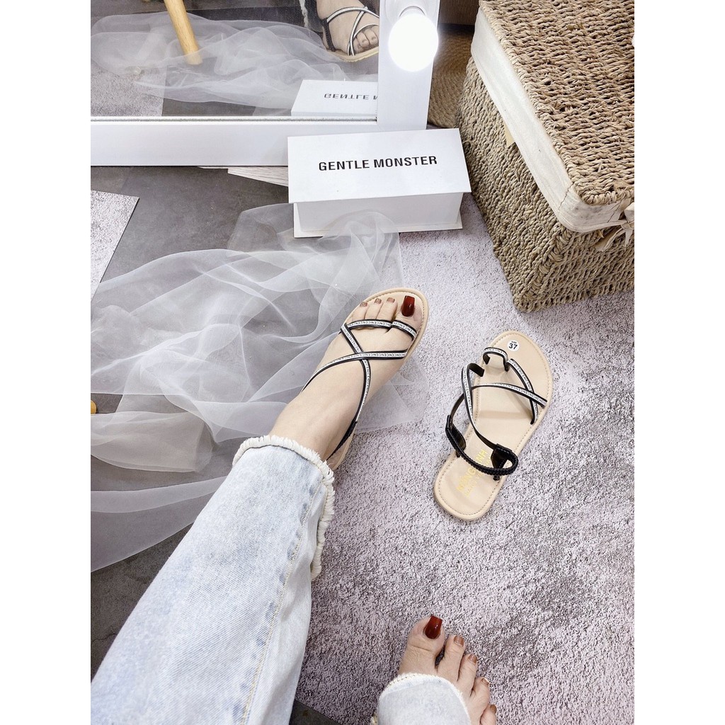 🌕 a Tết Sale (Giày cao cấp nữ) Sandan xỏ ngón dây chữ - Siêu xinh : 2021 ^ . ^ ' ^ ₜ d