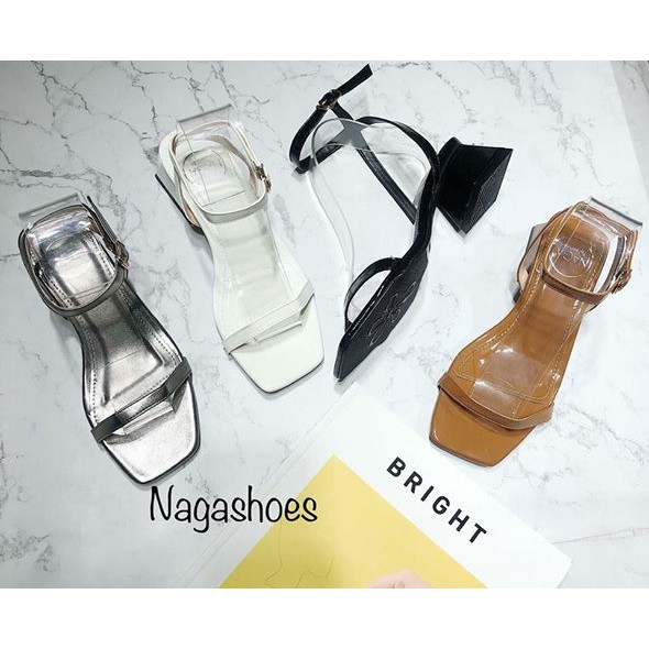 Giày Cao gót NAGASHOES mũi vuông quai chéo NAC88