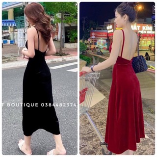 ĐẦM MIDI NHUNG HAI DÂY
