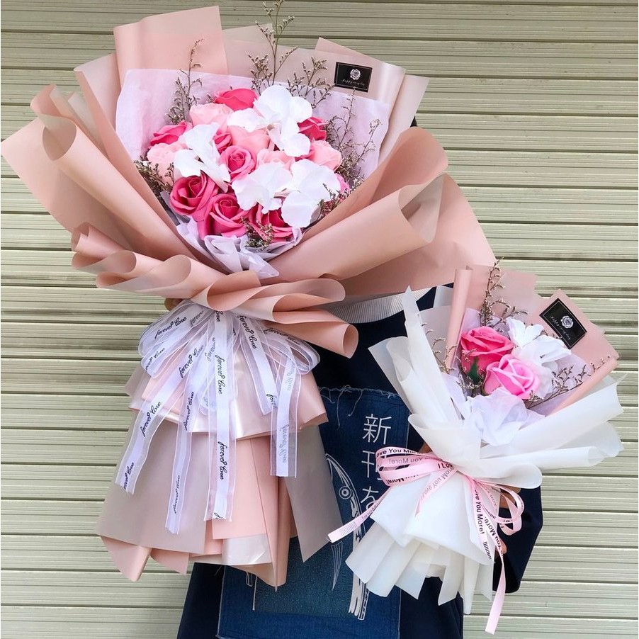 Bó hoa sáp hồng pastel - Hàng cao cấp lưu hương lâu màu sắc tươi đẹp - Thích hợp làm quà tặng