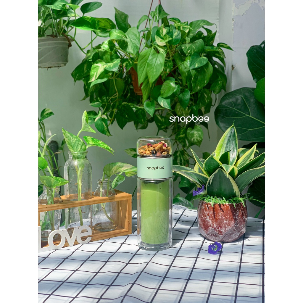 Bình thủy tinh ủ trà 2 lớp cao cấp Snapbee G400 nhỏ gọn, dung tích 400ml, Hàng chính hãng phân phối bởi QA Mart