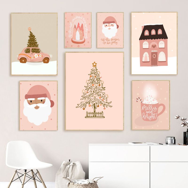 Tranh Canvas Treo Tường Trang Trí Hình Cây Thông Giáng Sinh Độc Đáo