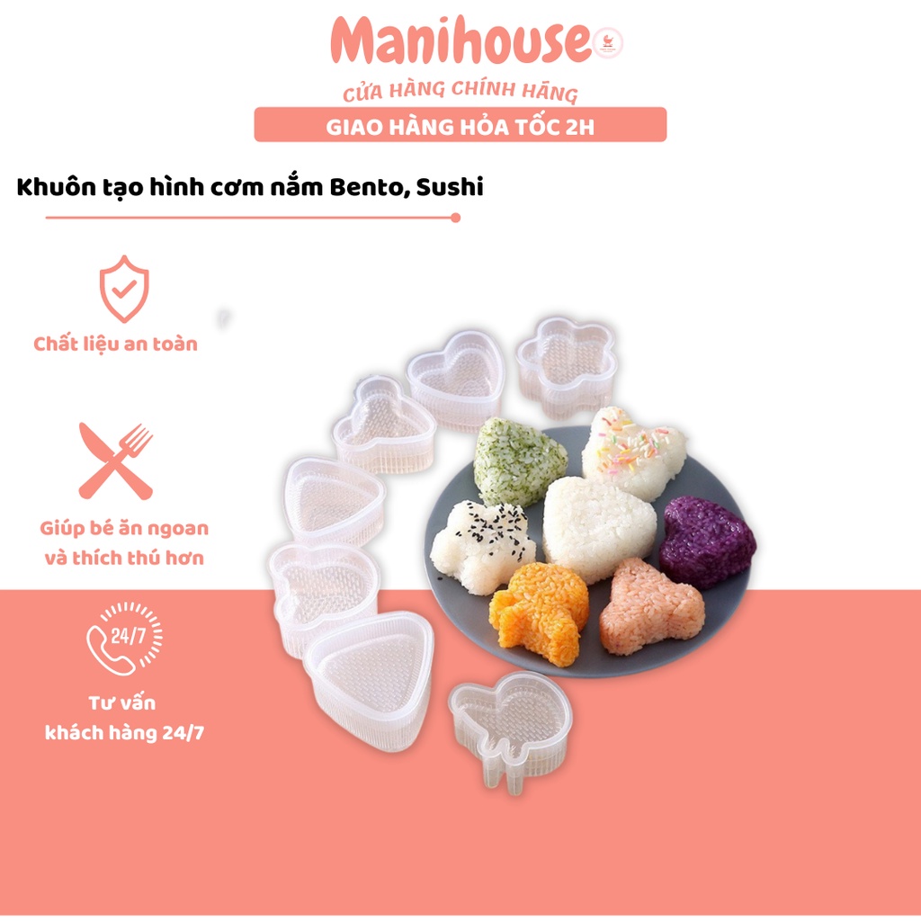 Khuôn Làm Cơm Nắm Tạo Hình Cơm Nắm Bento, Khuôn Làm Sushi Origini Phong Cách Nhật Bản