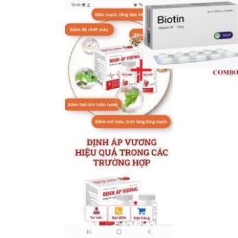 Combo Biotin 5mg+ Định áp vương hỗ trợ ổn định huyết áp tim mạnh hộp 180 viên