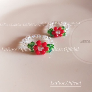 (Ảnh thật) Nhẫn hạt cườm mặt hoa handmade