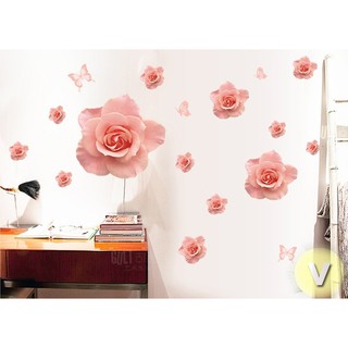 Decal dán tường Hoa hồng 3D