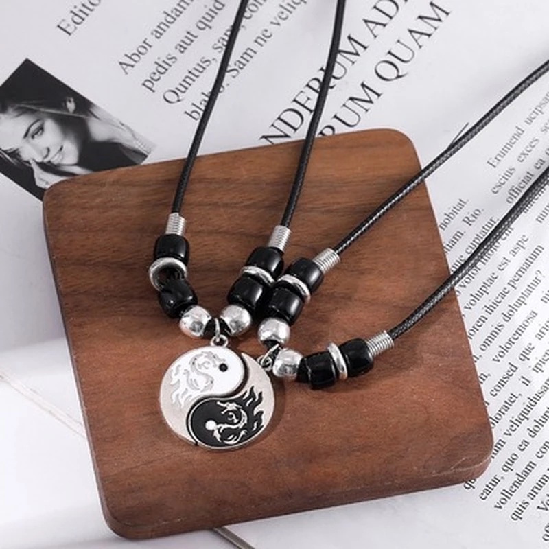 [Bán Chạy] Bộ 2 Vòng Cổ Và Vòng Tay Bện Dây Yin Yang Chi Thời Trang Cho Cặp Đôi [Trang Sức] [Trang Sức Cho Mẹ, Vợ, Bạn Thân, Bạn Bè]