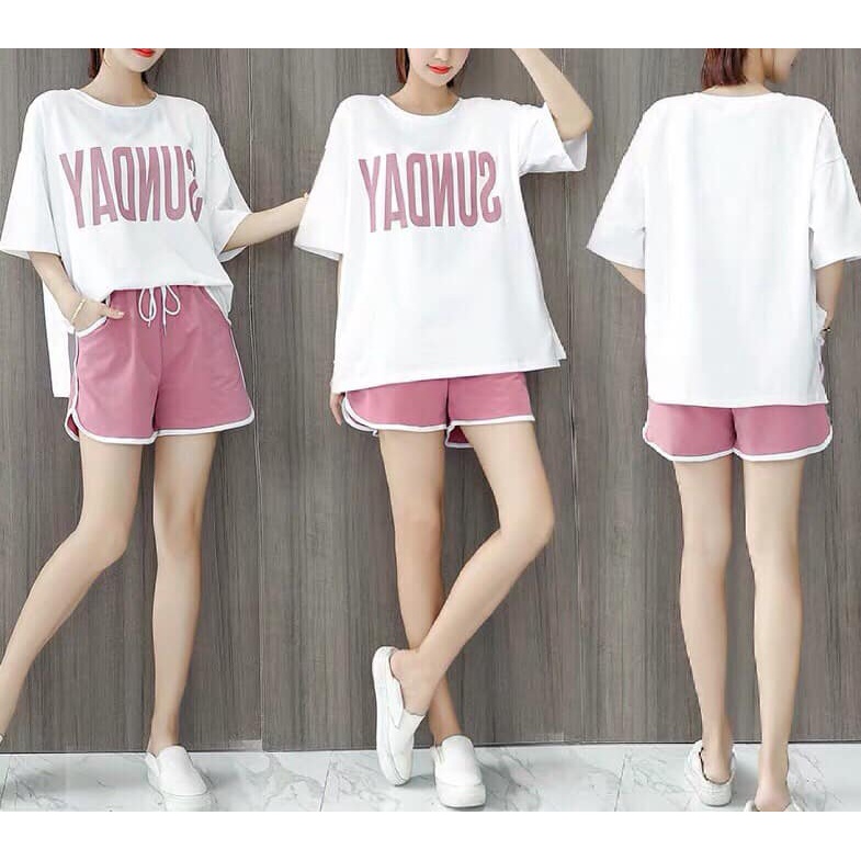 Bộ đồ cotton Sunday Set áo thun quần đùi mùa hè Junnie Closet