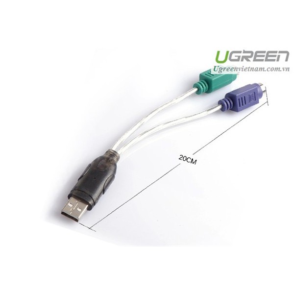 Cáp chuyển đổi USB 2.0 sang 2 cổng PS/2 cho bàn phím chuột Ugreen 20219 Chính hãng