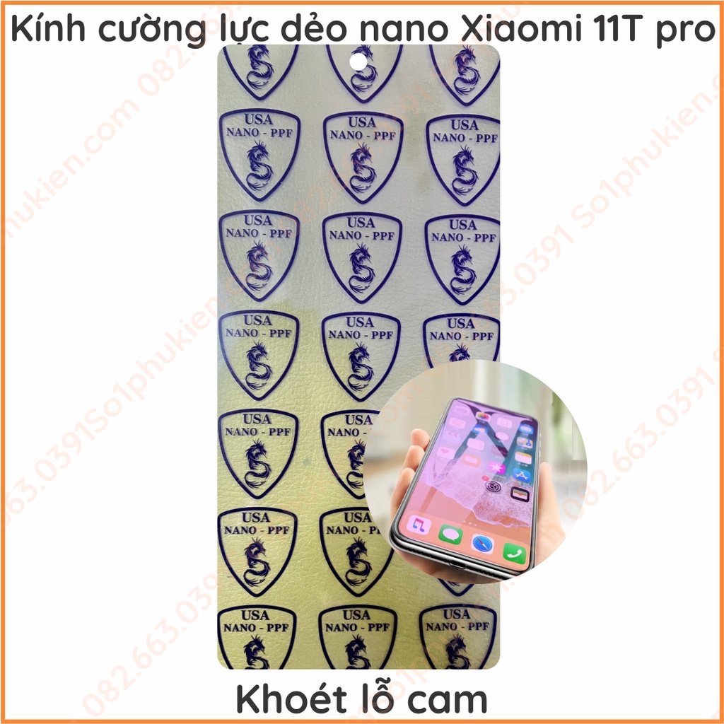Dán cường lực màn hình Xiaomi 11t pro dẻo nano, trong suốt, chống bể siêu bền