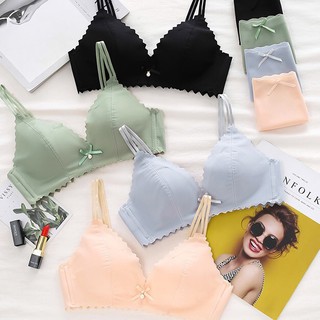 Đệm Mỏng Tam Giác Cốc AB Cup Áo Ngực Ren Siêu Mỏng Viền Sóng Bé Gái Liền Mạch Áo Ngực Một Mảnh Bộ Mùa Hè Đẹp Ngực Nhỏ Áo Ngực Đệm Mỏng