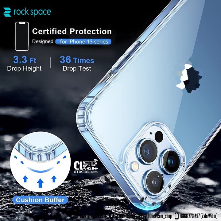ỐP LƯNG IPHONE 13 PRO MAX - 13 PRO - 13 ROCK PURE LƯNG CỨNG TRONG VIỀN DẺO HÀNG CHUẨN
