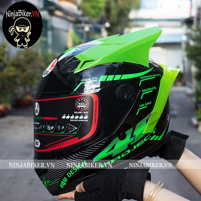 NÓN BẢO HIỂM AGU TEM PHẢN QUANG - RÙA - CÁ TẶNG TÚI ĐỰNG NÓN