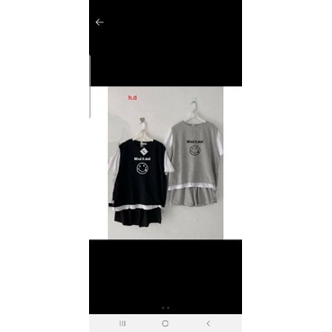 Sét Bộ áo Zaplang phối tay Bóng Chày Mặt cười+quần Short unisexChất cottonĐồ ngủ ở nhà nữ