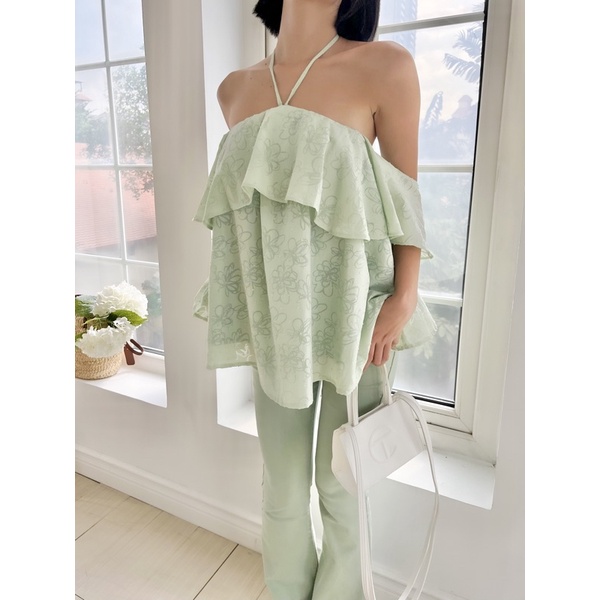 Beachclub-áo Babydoll cổ yếm