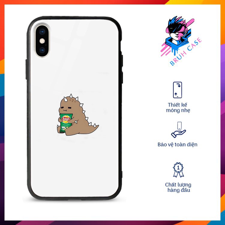 Ốp Viền Đen Hình Khủng Long BRUH CASE Cho 6/6S/7/8/Plus/X/Xs/Xr/11/Pro/Max/12/Min