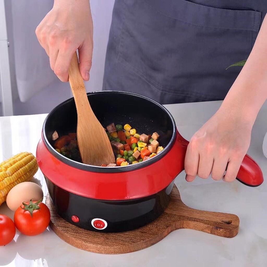 Nồi Lẩu Điện Đa Năng Kèm Giá Hấp Có Tay Cầm Tiện Dụng 18cm, Nồi Lẩu Hấp Mini 2 Tầng Cao Cấp