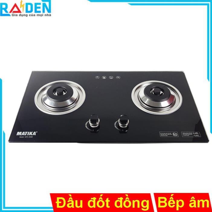 Bếp ga âm đầu đốt đồng Matika MTK-2568 mặt kính dày 8mm chịu nhiệt, chịu lực