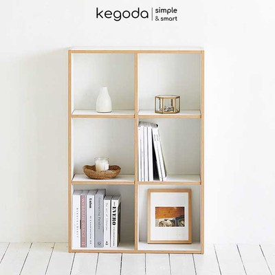 Tủ Sách Gỗ Có Hậu, Đợt Di Động Điều Chỉnh Với 3 Tầng 6 Ngăn KEGODA KGD34