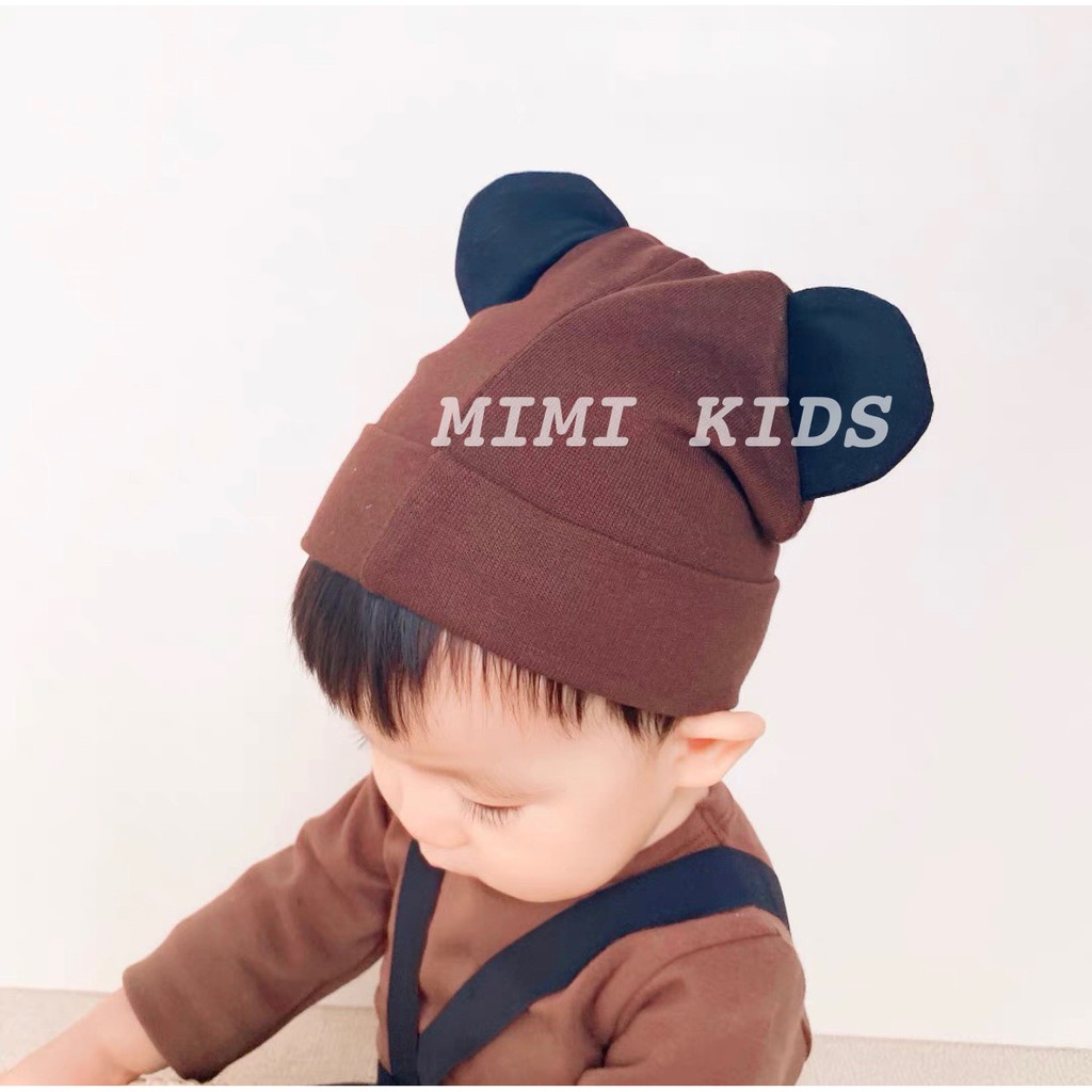 Mũ cotton tai chuột mickey cho bé - mũ trùm đầu (3-18m)