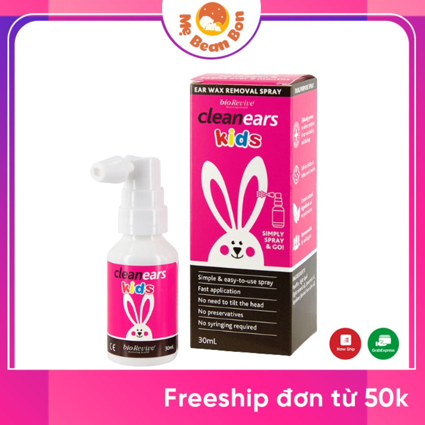 Xịt ráy tai Clean Ears Kids của Úc 30ml cho bé giúp lấy ráy tai làm tan ráy tai hiệu quả cho bé từ 2 tháng tuổi trở lên