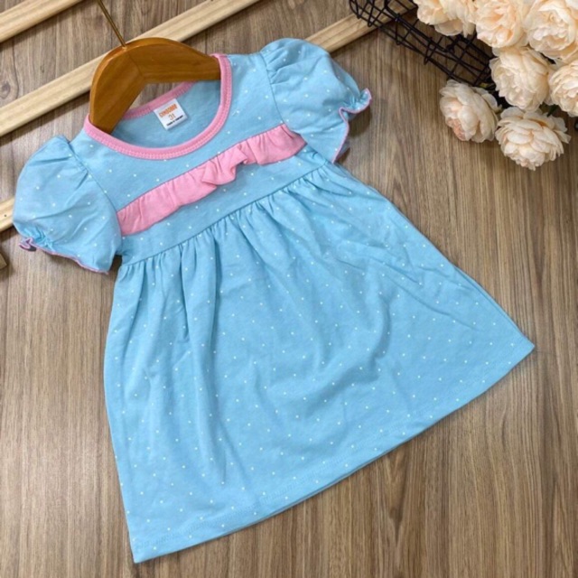 Váy thun cotton nhíu bèo xinh yêu cho bé