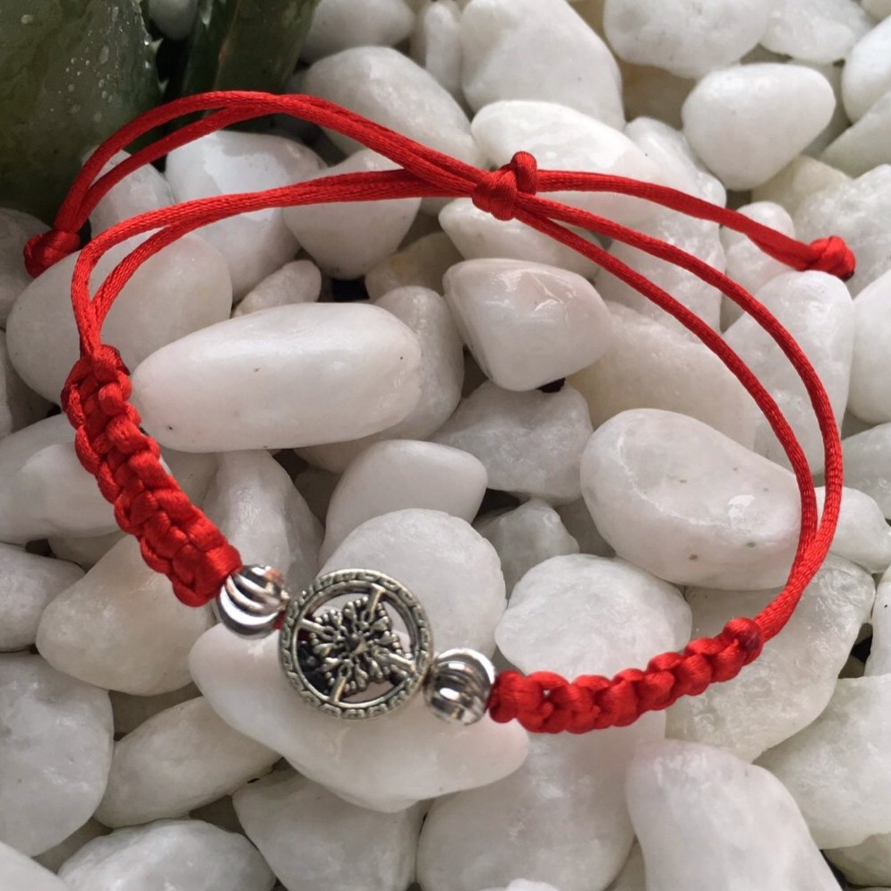 VT237 Vòng tay may mắn mặt hoa văn mạ bạc 5 cái/lốc