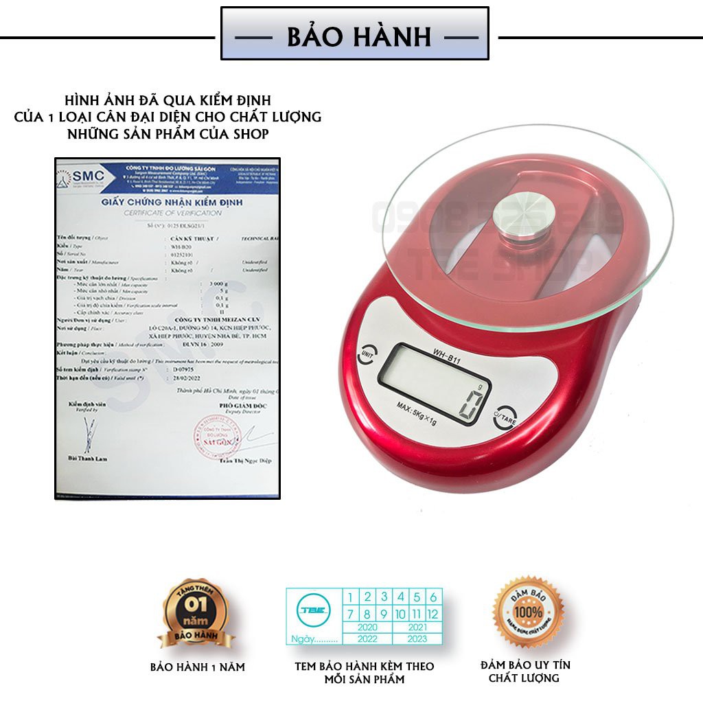 Cân Điện Tử Mini 5kg WH B11 Chính Hãng Dùng Trong Nhà Bếp & Làm Bánh