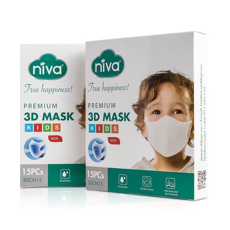 Khẩu trang 3D Niva cho bé hộp 15 cái