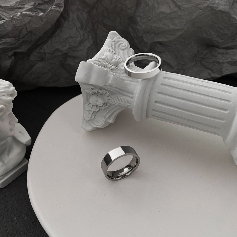 Nhẫn thiết kế đơn giản bằng thép titan nhẹ thời trang cá tính độc đáo cho nam và nữ