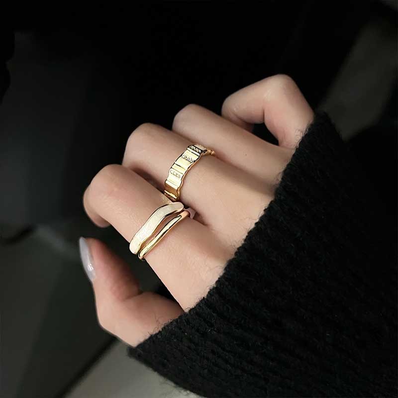 Nhẫn Hai Lớp Phong Cách Harajuku hip hop Thời Trang Cao Cấp